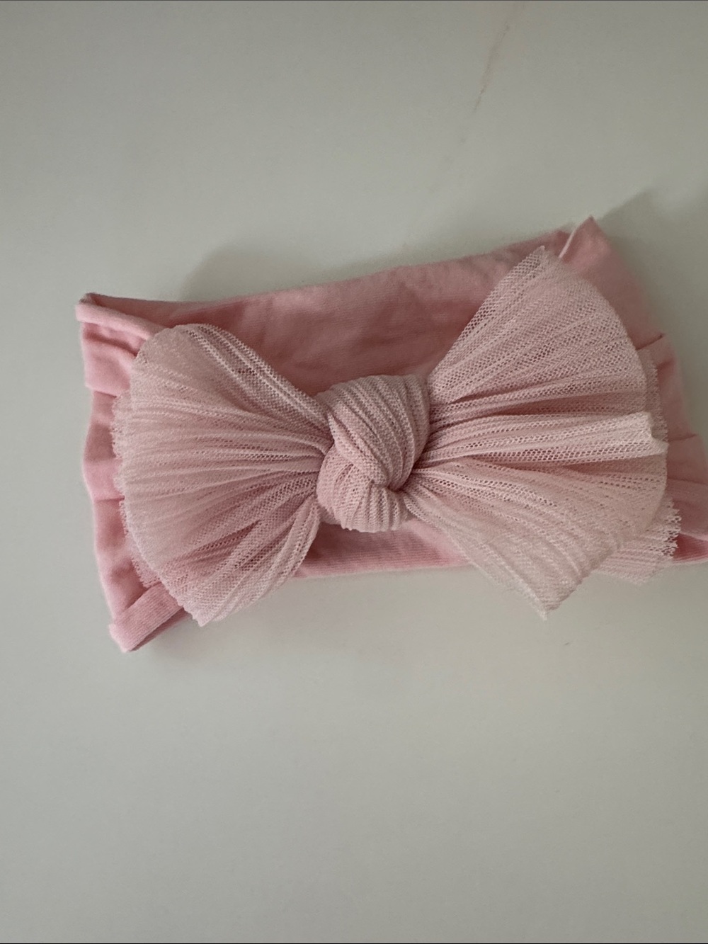 Soft Pink Tulle Bow Headband for Kids
